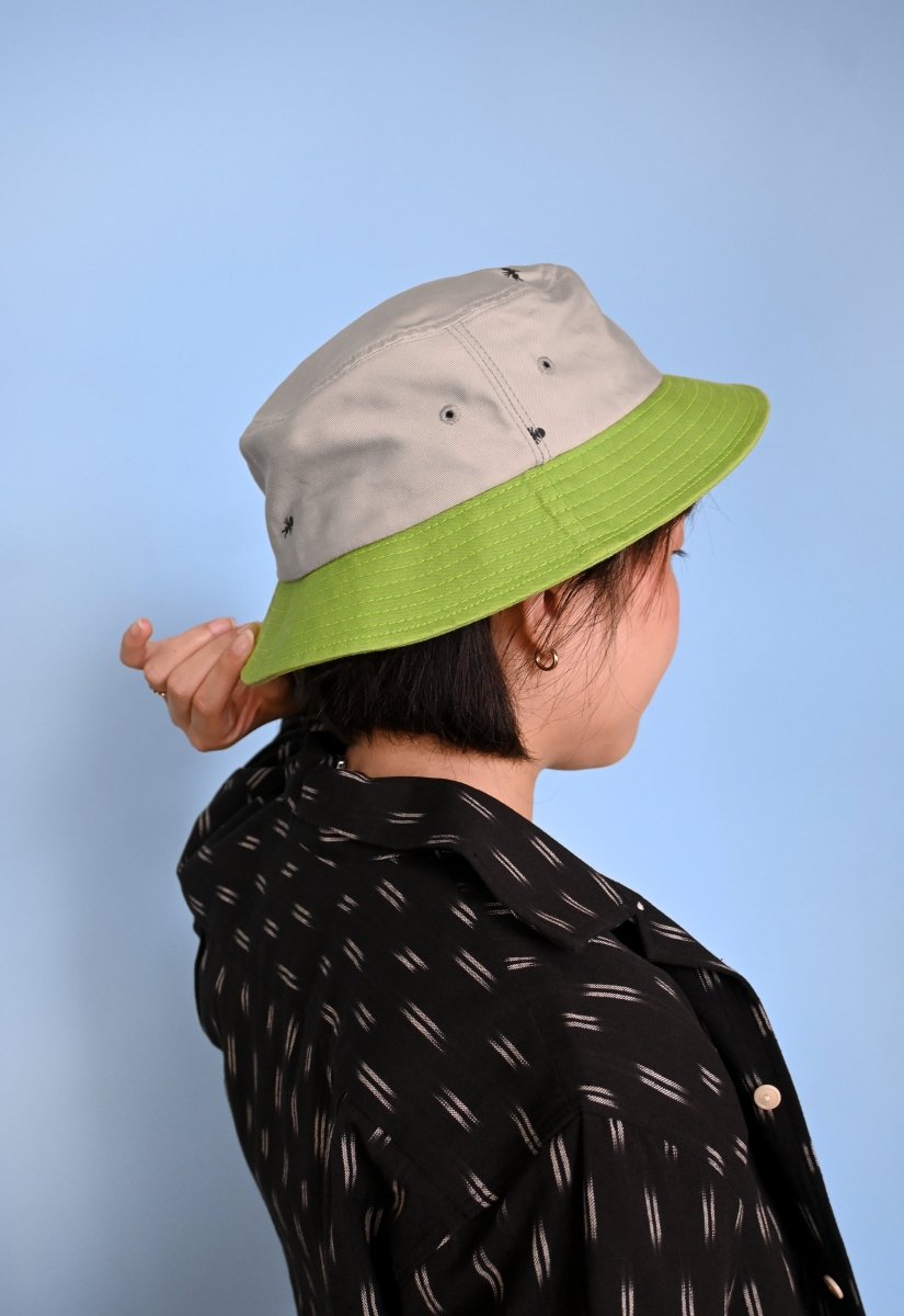 HO HOS HOLE IN THE WALL - "Ants on Your Hat" bucket hat ▲Grey▼Green colorway combo