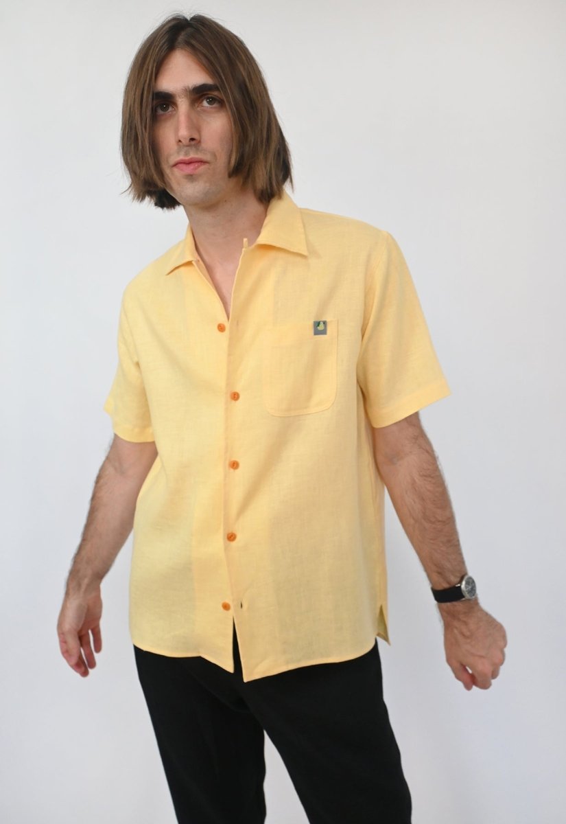 "Tutti Frutti" Linen Shirt - Yellow Strawberry