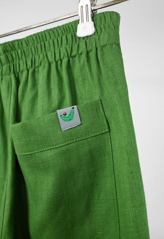 "Tutti Frutti" Linen Shorts - Plantain Green