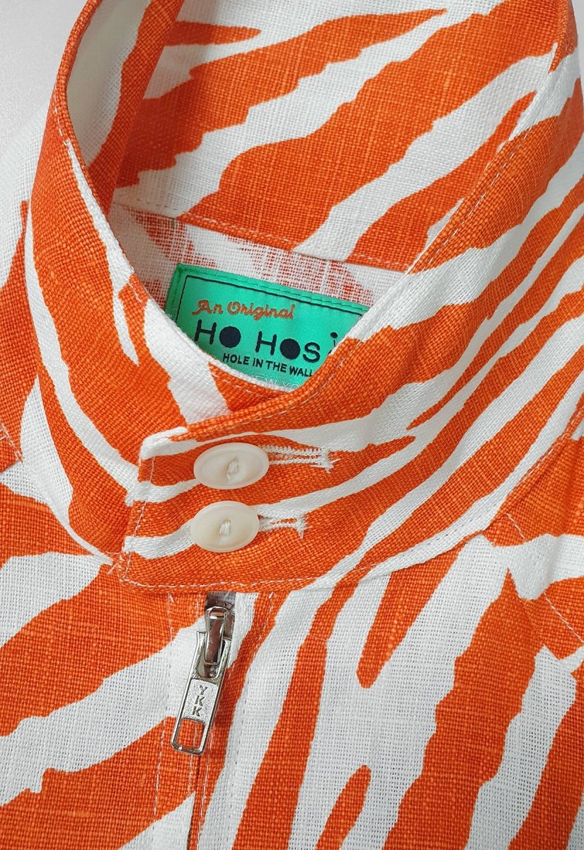 HO HOS HOLE IN THE WALL zebra jacket orange stripe designer jacket