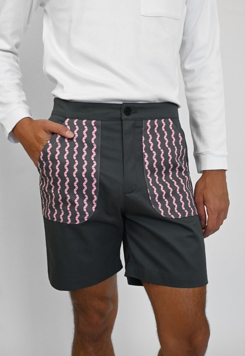 HO HOS HOLE IN THE WALL brand "Pockets Full of Worms" Shorts. Design by Natali Koromoto.