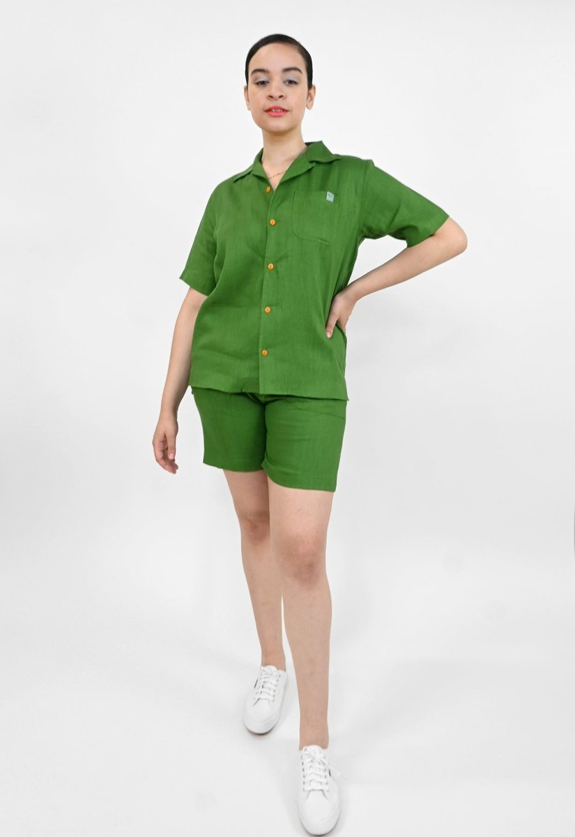 "Tutti Frutti" Linen Shorts - Plantain Green