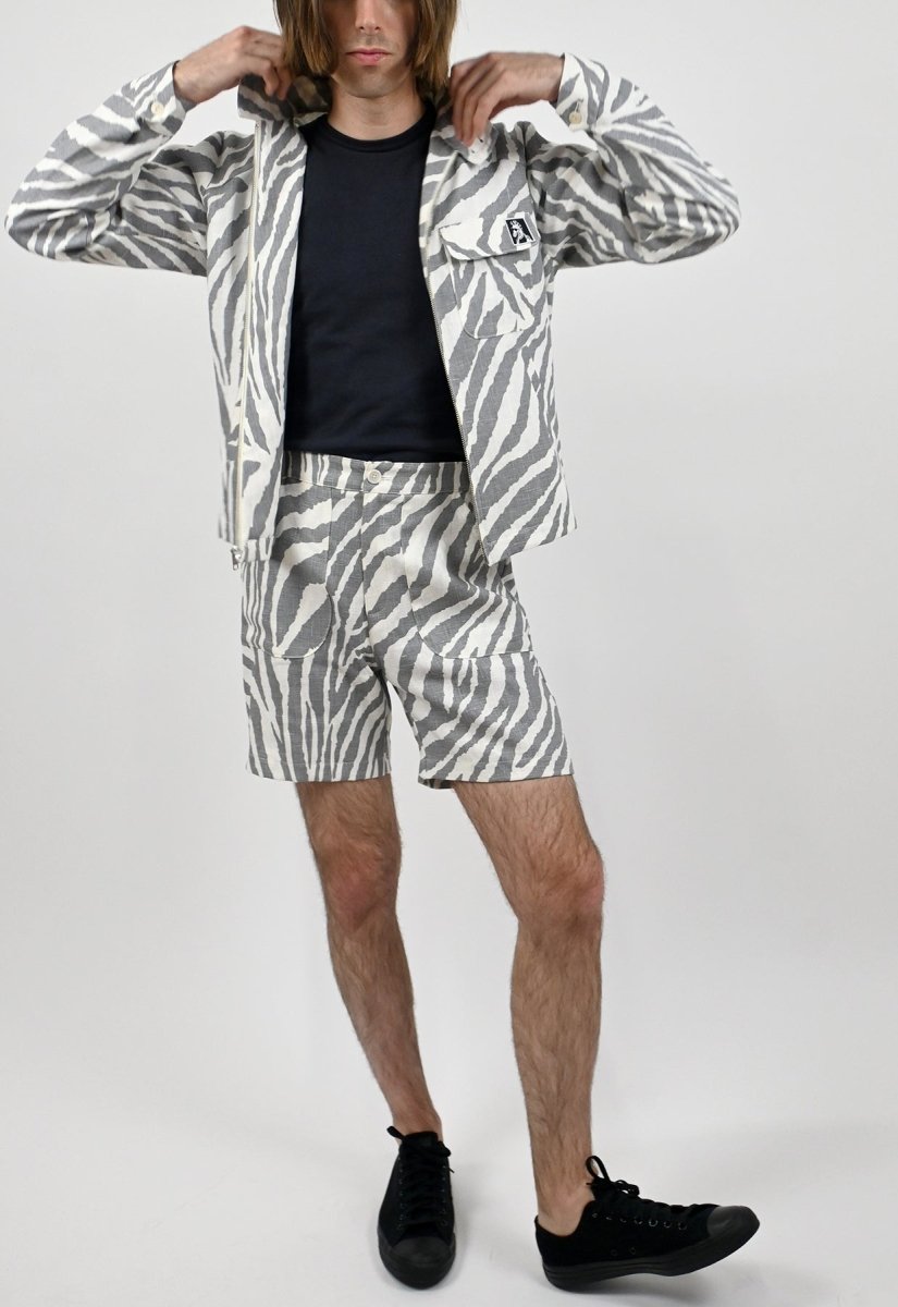 "Zebra Without a Cause" Linen Jacket - Grey Stripe